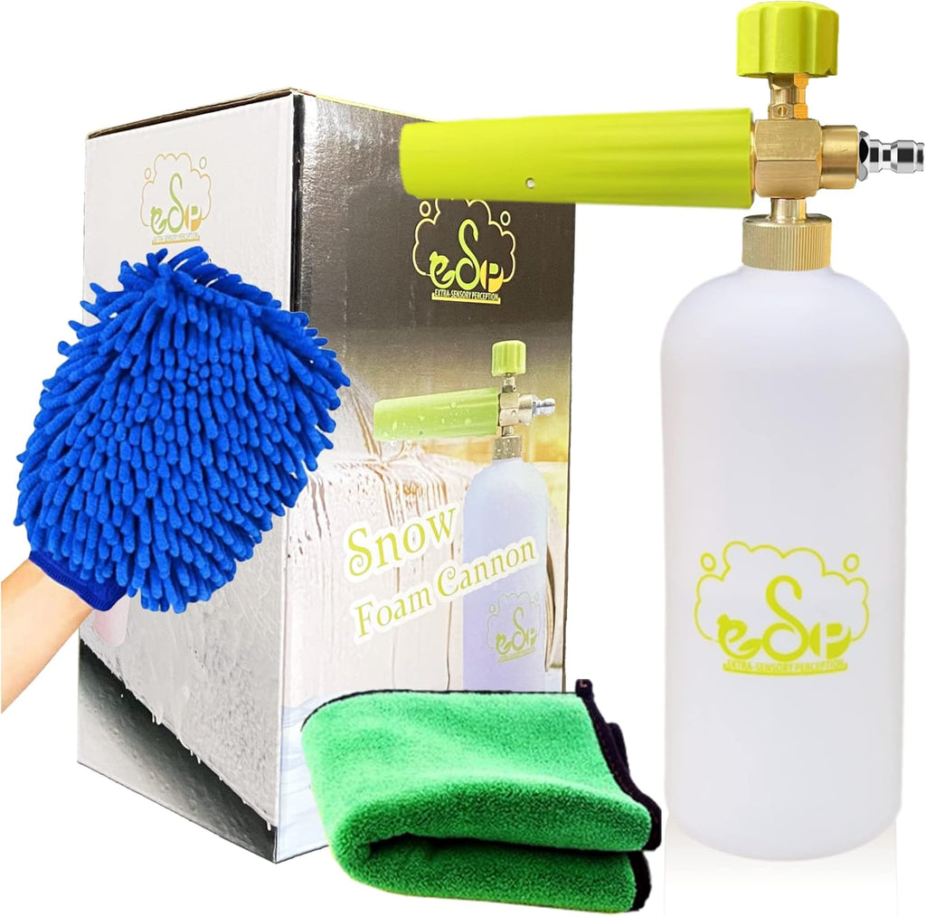 ESP Foam Cannon Snow Foam Lance Pressure Power Jet Washer Quick Release Adjustable Nozzle with 1 Liter Bottle Washing