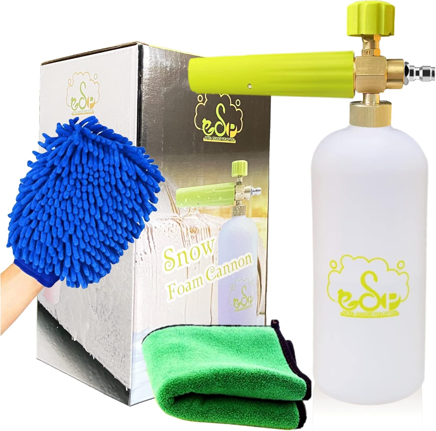 ESP Foam Cannon Snow Foam Lance Pressure Power Jet Washer Quick Release Adjustable Nozzle with 1 Liter Bottle Washing