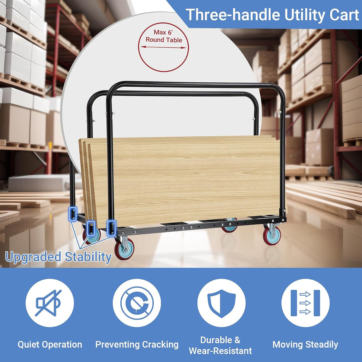 Updated Folding Table Cart, 2000 Heavy Duty Drywall Dolly Cart