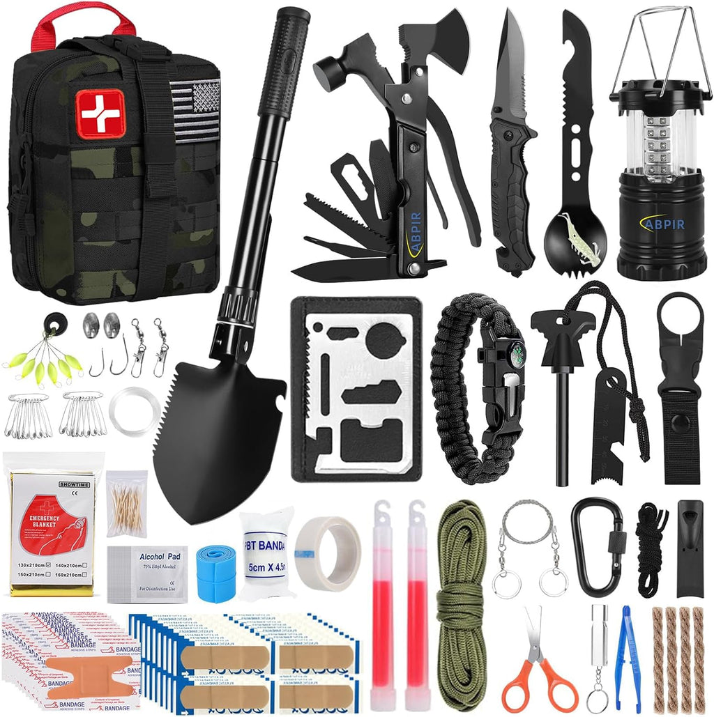 Survival First Aid Kit, 170 PCS Survival Kits,Trauma Kit with Essential Survival Gear Emergency Medical Supplies for