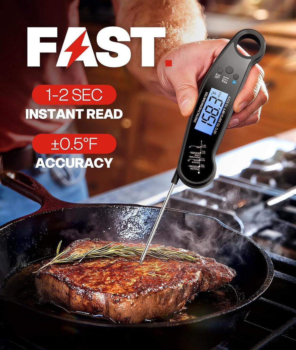 Meat Thermometer Digital, 1-2 Sec Instant Read, Grilling, Cooking, Food