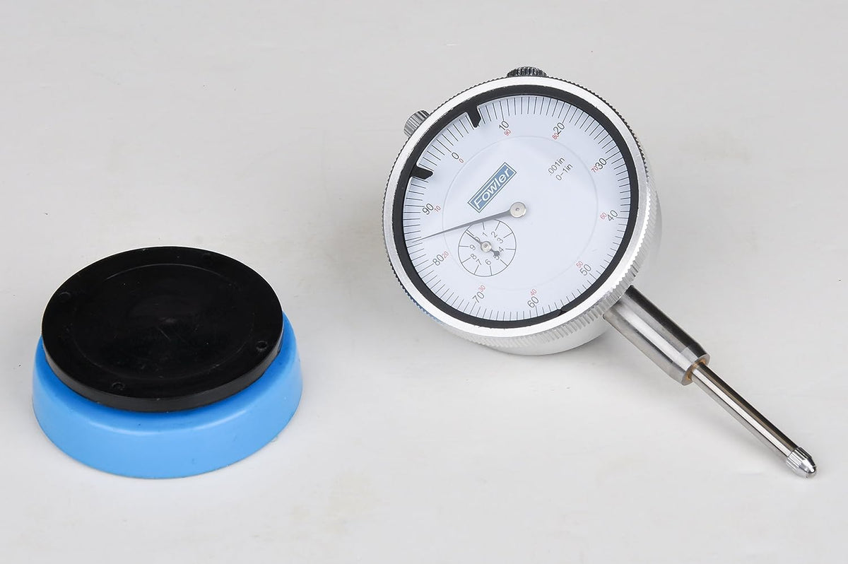 Fowler 52-520-485-0 Dial Indicator with Magnetic Back, 1" Travel, White Dial