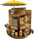 Wooden Squirrel Feeder 'The Nut Bar',Wall or Tree Mount, 13.3x12.6 Inch, Includes Mini Umbrella(Need to Punch Holes