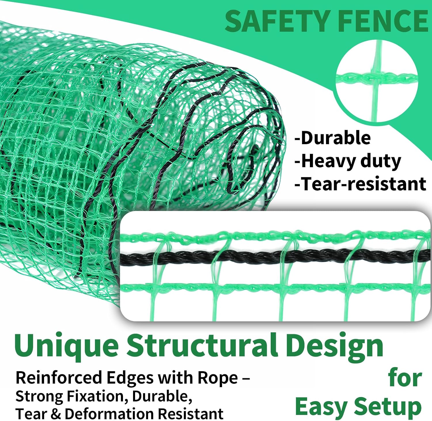 4x100ft Deer Fence Netting, Temporary Fence for Garden, Plastic Mesh Fence
