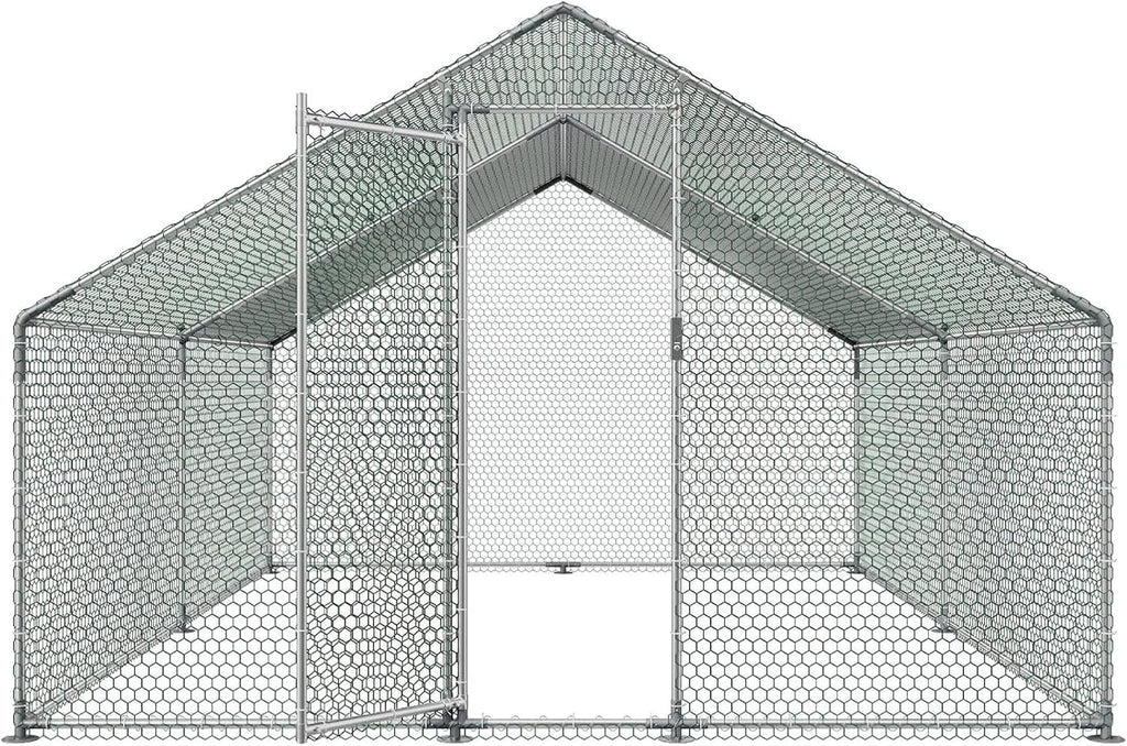 Metal Chicken Coop, Large Walk-in Run 13x10 FT for Yard
