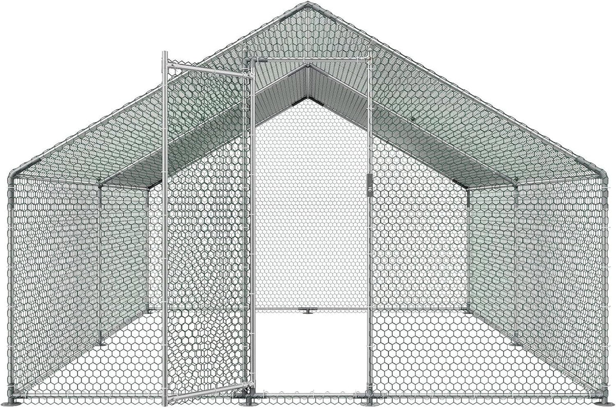 Metal Chicken Coop, Large Walk-in Run 13x10 FT for Yard