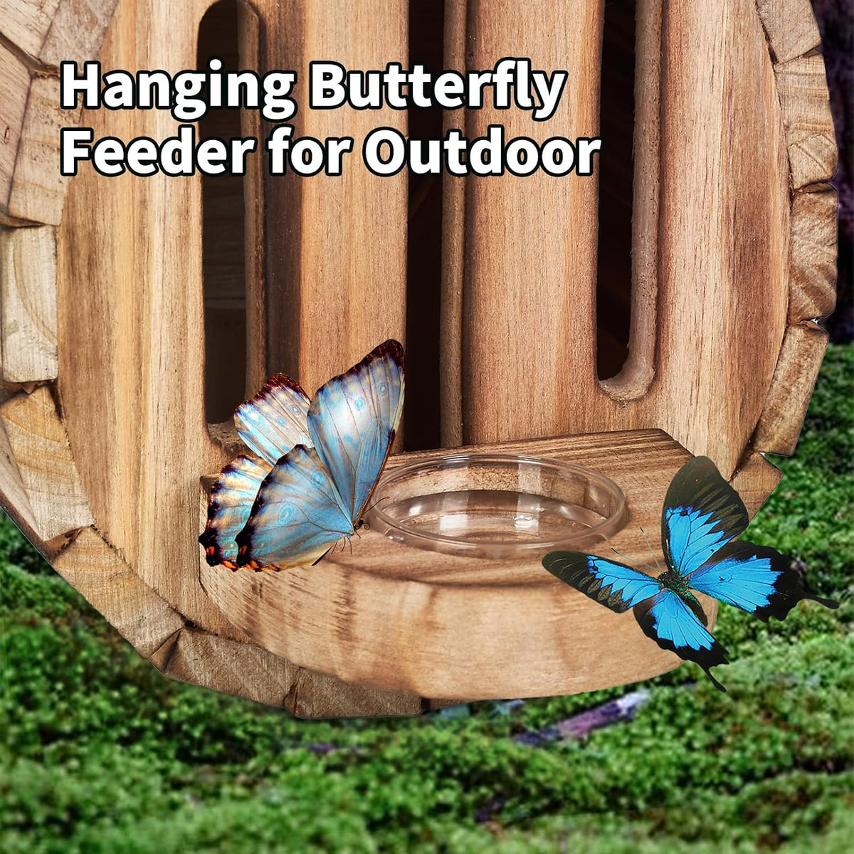 Butterfly House Butterfly Habitat Garden - Wooden Butterfies Houses with Feeder Hanging Garden Decoration Natural
