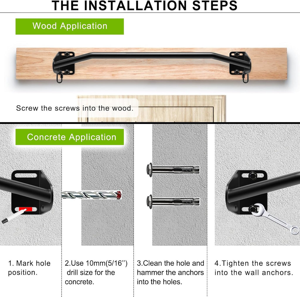 Heavy Duty Welded Pull Up Bar Wall/Joist/Ceiling Mount Chin Up Bar | Multifunctional Pull-up Bars w/Resistance Band