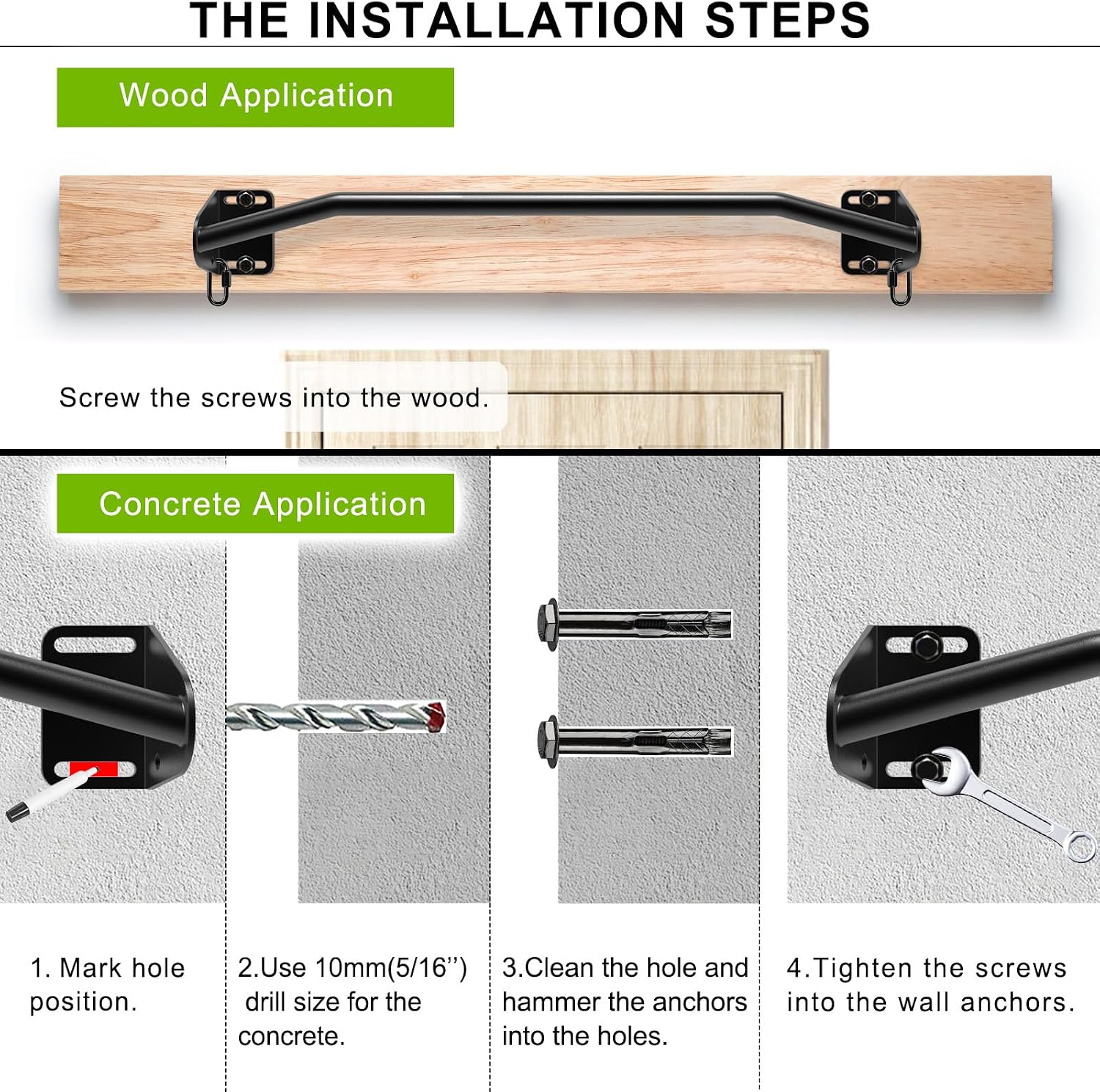 Heavy Duty Welded Pull Up Bar Wall/Joist/Ceiling Mount Chin Up Bar | Multifunctional Pull-up Bars w/Resistance Band