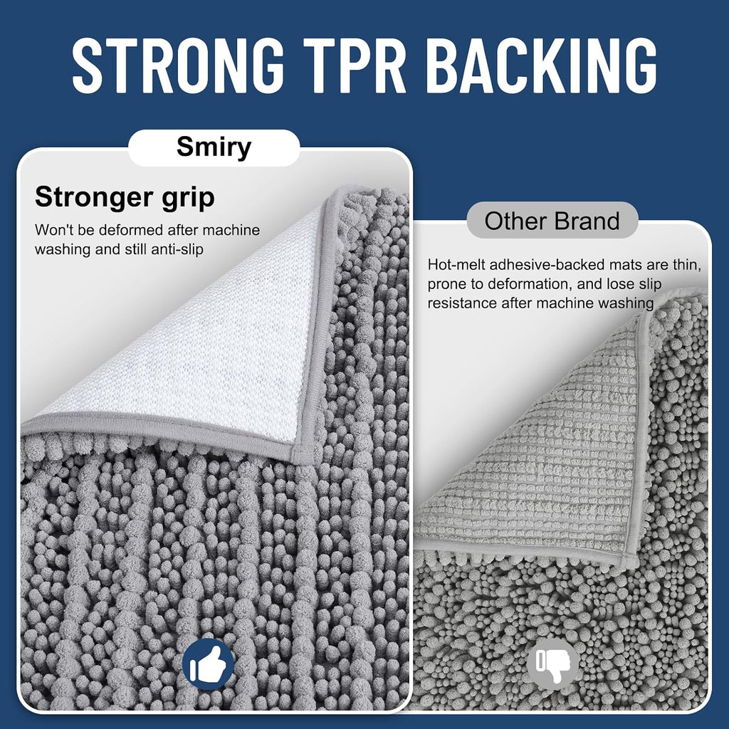 Bathroom Rugs Sets 2 Piece (30x20+24x16), Extra Soft Bath Mats | Grey Soft Absorbent, Rubber Backing Machine Washable