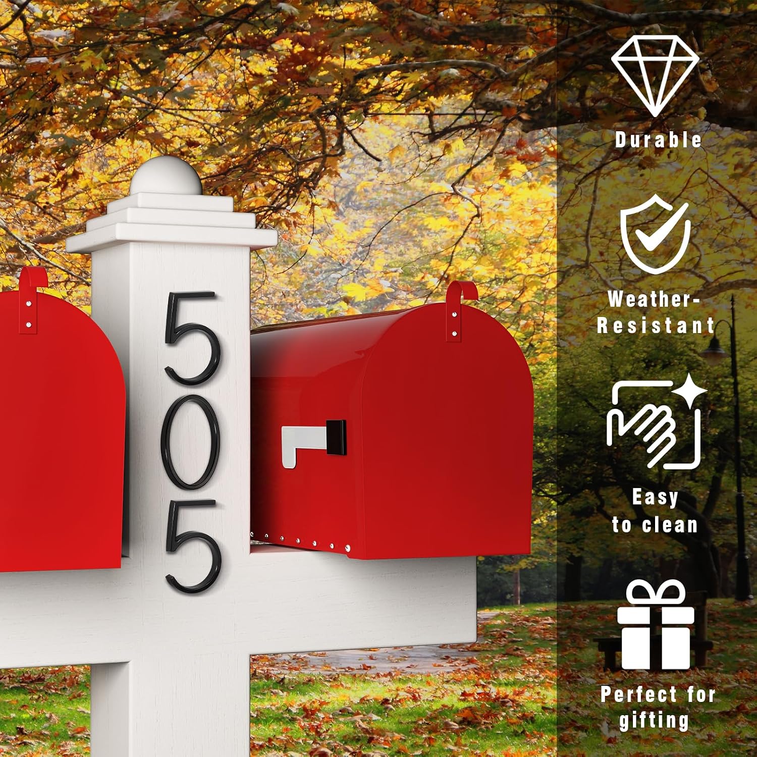 5 Inch Floating House Numbers for Outside, Modern Metal Anti-Rust Address Numbers（5）, Zinc Alloy Black Floating