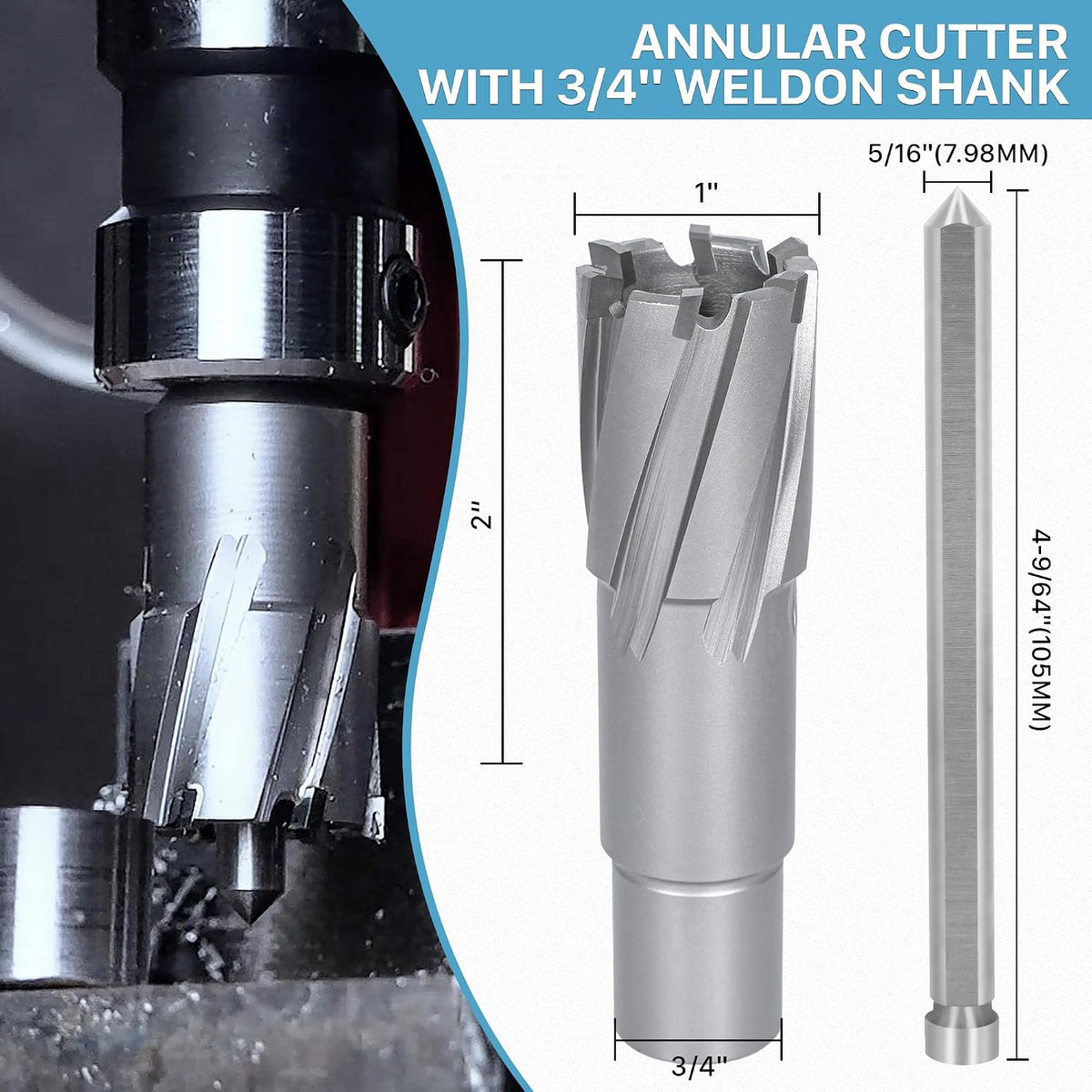 KEENTECH Carbide-Tipped Annular Cutter 1" Diameter x 2" Depth