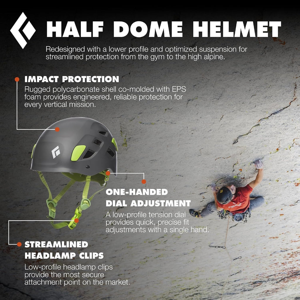Half Dome Rock Climbing Helmet, Adjustable Fit, Ventilated