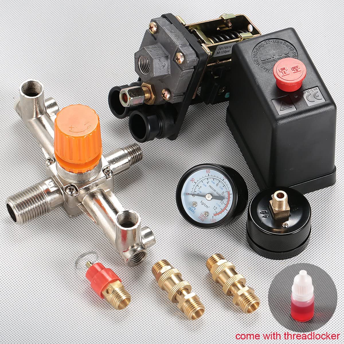 Secbolt Air Compressor Pressure Switch Regulator Gauges (Vertical Switch)