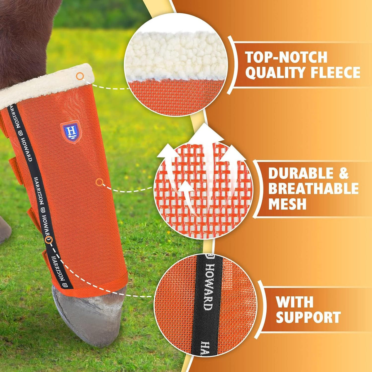Loose-Fitting Horse Fly Boots UV-Protective, Breathable, Tear-Resistant Fine Mesh Leggins Stay-on Comfortable Fly