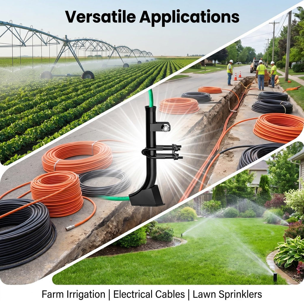Pipe Layer Attachment for 3 Point Subsoiler Ripper, Wire Cable & 1" Pipe | Complete Kit with U-Bolts Included, Fits