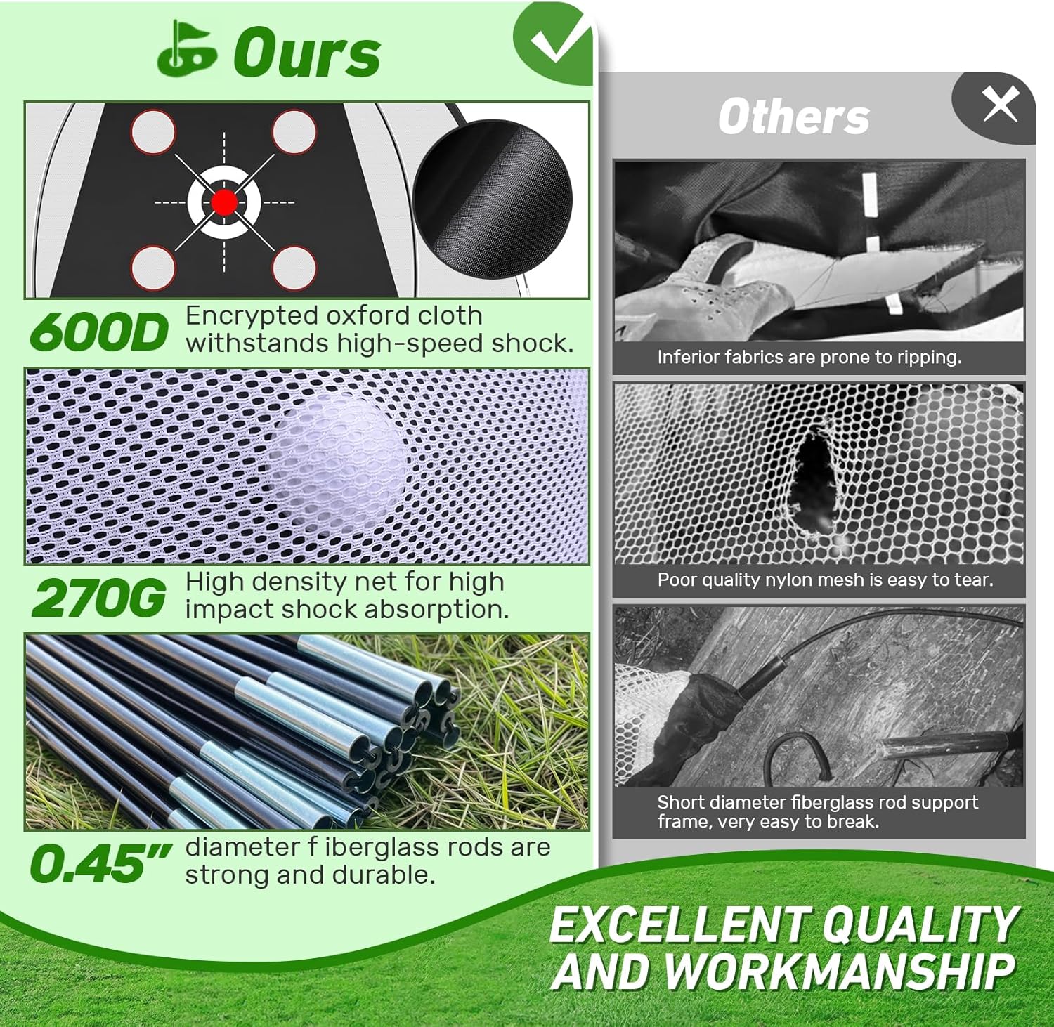 Golf Net, 10x7FT with Golf Practice Mat, Hitting Aid Nets for Backyard Driving Chipping Training Swing with Targets