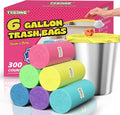 Medium 6 Gallon Trash Bags Unscented, 0.94 Mil, Colored, 300 Count | 22 Liter Garbage Bag, Plastic Waste Basket Can