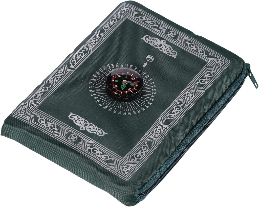 2 Pieces Portable Travel Prayer Mat with Compass, Waterproof Polyester Prayer Rug, Muslim Travel Prayer Mat, for