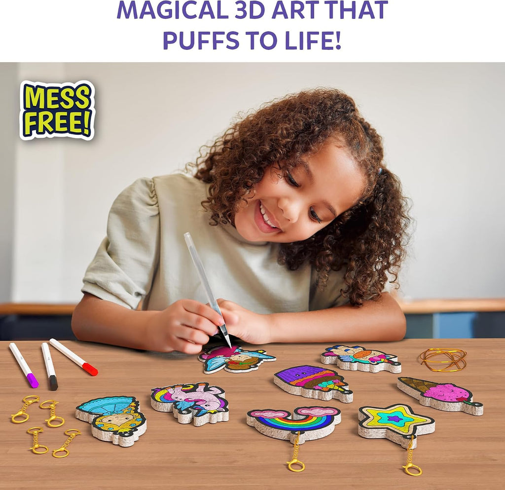 Aqua Puffs Unicorns, Art & Craft Gift for Kids, Paint by Number | DIY Princess Puffy Keychains, Screen-Free