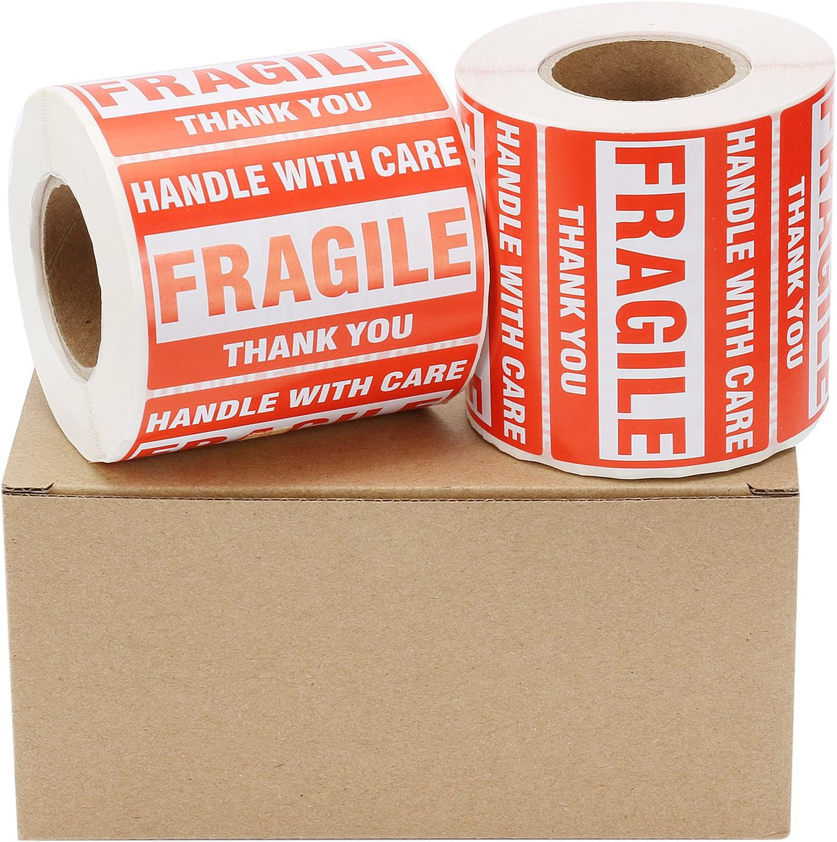 [2 Rolls, 1000 Labels] 2" x 3" Fragile Stickers Handle with Care Warning Packing/Shipping Labels - Permanent Adhesive
