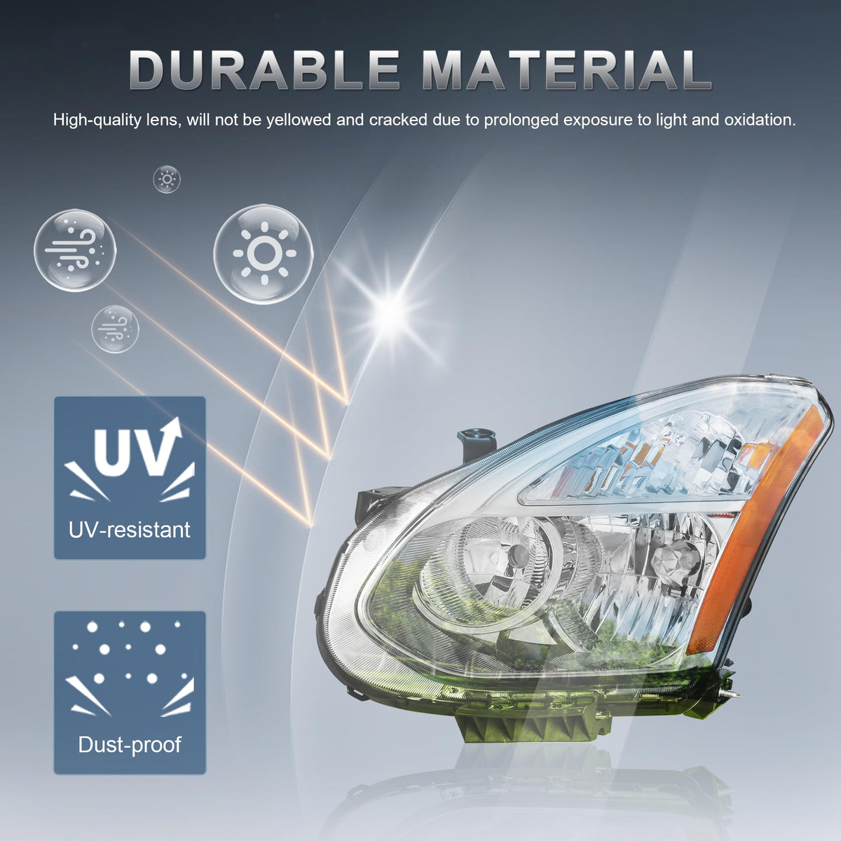 Headlights Assembly Compatible with 2008-2013 Nissan Rogue Compatible with 2014-2015 Rogue Select Halogen Head lights