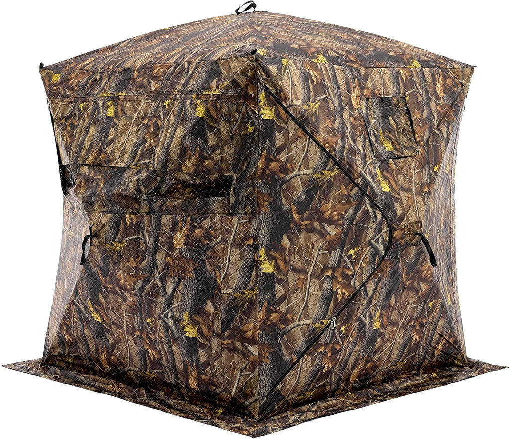 270°See Through Hunting Blind, 2-3 Person Pop Up Camouflage Tent with Carrying Bag, Portable Hunting Tent with