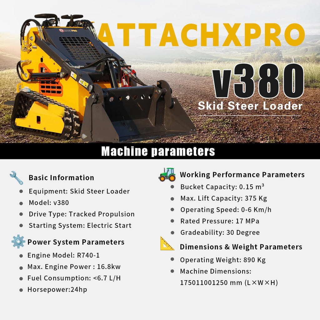 ATTA380 24 HP Mini Tracked Skid Steer Loader with RATO Gasoline Engine