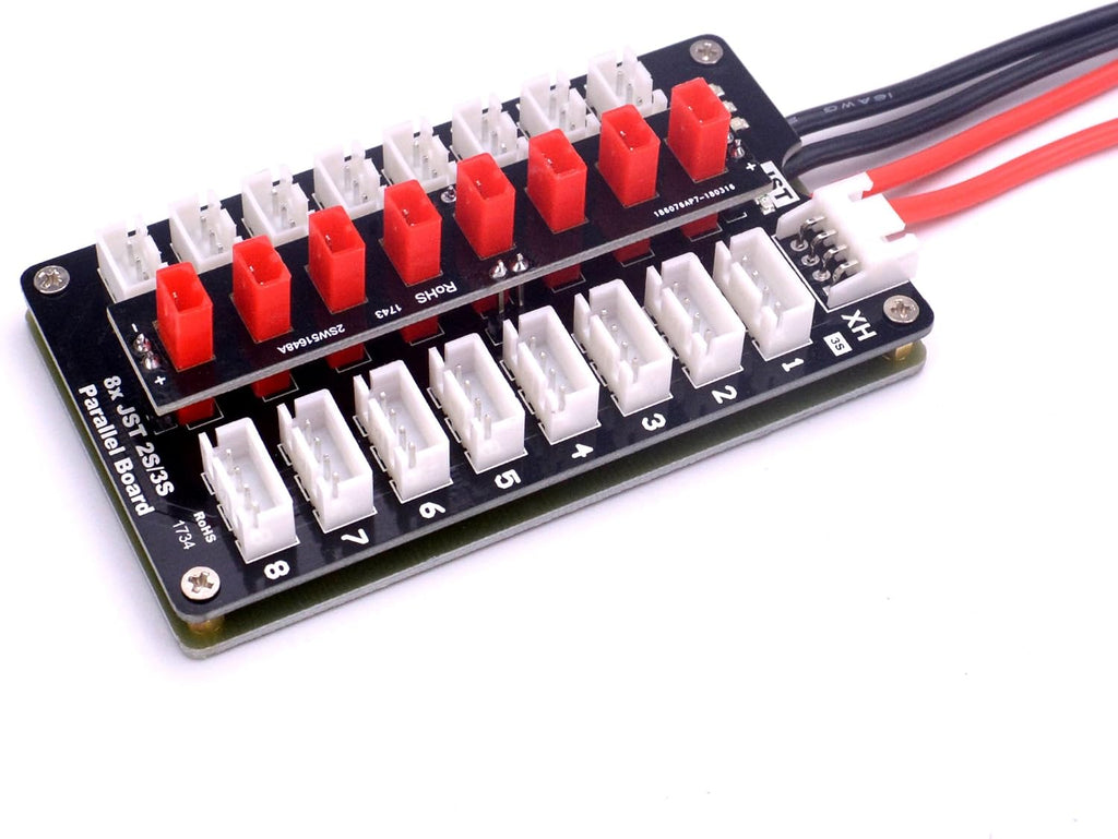 JST Parallel Charging Board 2-3S | Lipo Battery Balance Charge Board with JST Connectors for RC Drone Helicopter