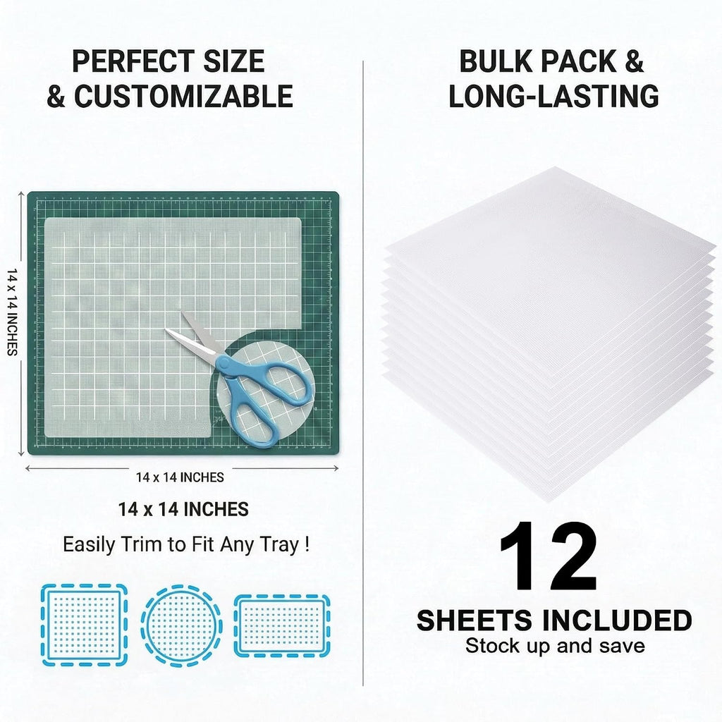 12-Pack Silicone Dehydrator Sheets 14x14 Inch, SGS Certified Food Grade, Nonstick Reusable Tray Liners, Accessories