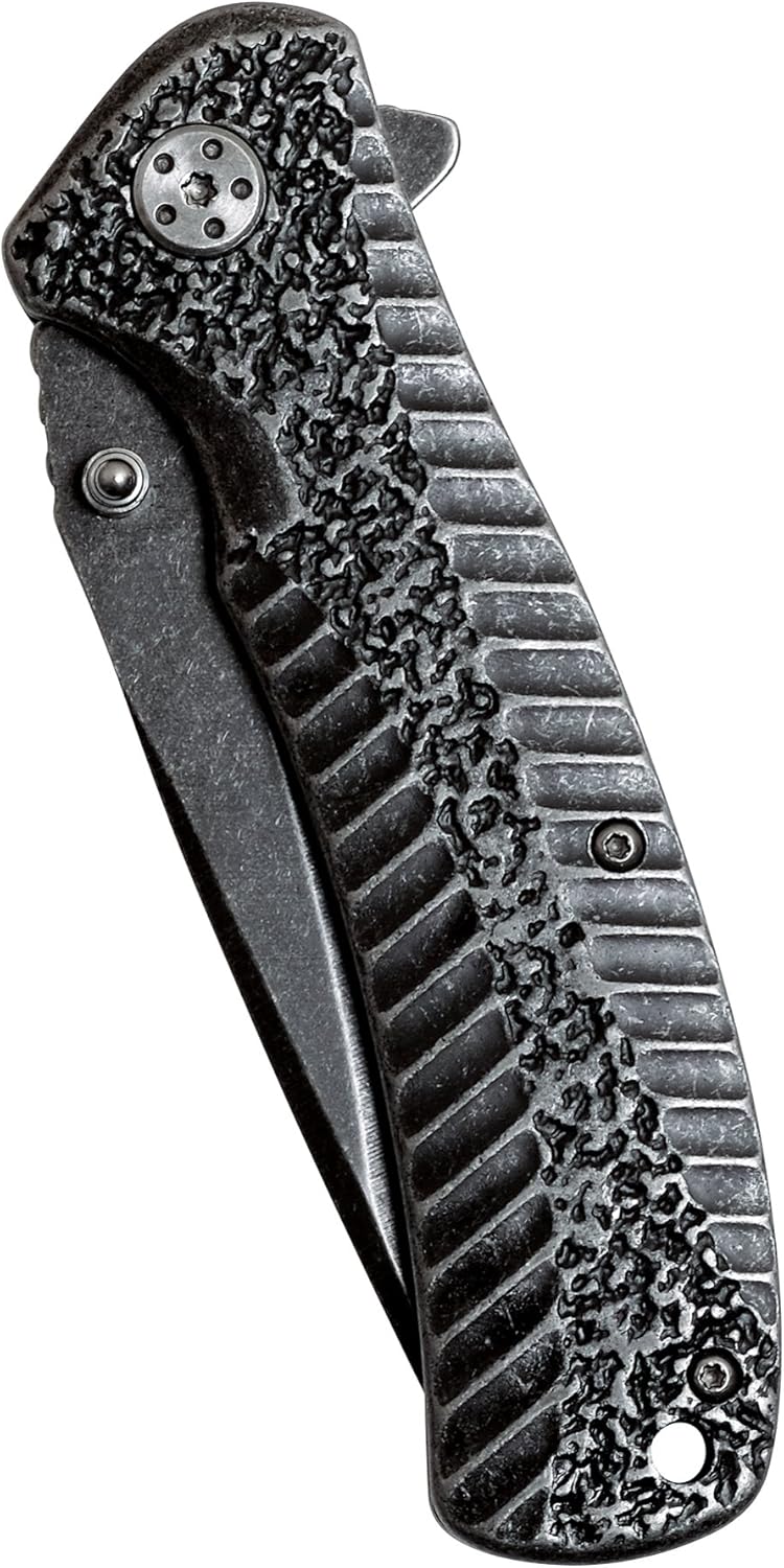 Starter Pocket Knife, Blackwash, 3.4 Inch Drop Point Blade | EDC with Assisted Opening, Single-Position Pocketclip