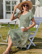 Womens Casual Dress for Summer Loose Hankerchief Flare Midi Sundress