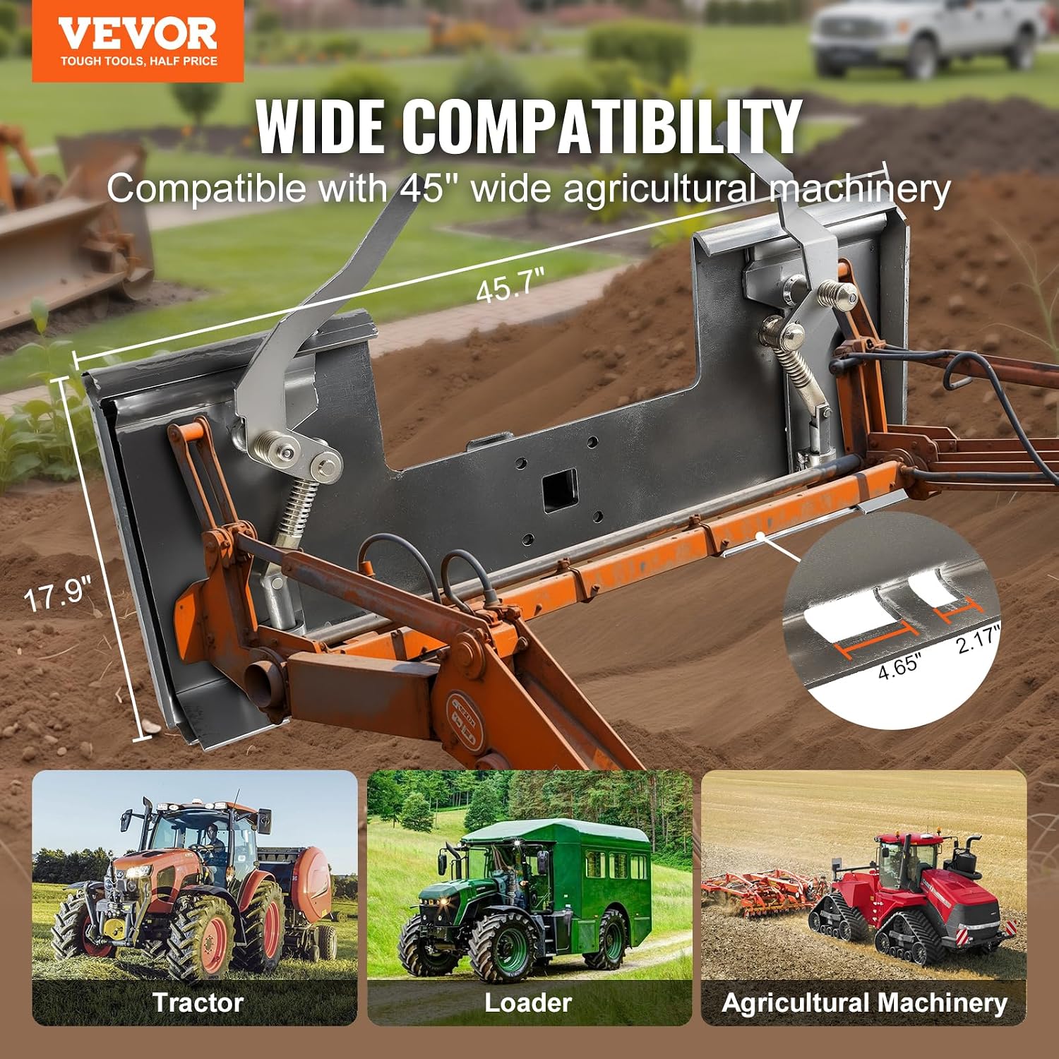 Skid Steer Attachment Plate, 3/8" Skid Steer Mount Plate with 2.28" Hitch Receiver, Quick Attachment Loader Plates