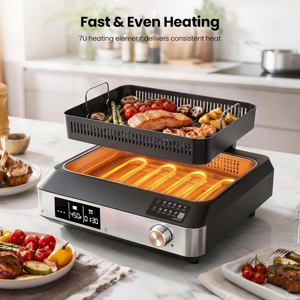 Smokeless Indoor Grill & Electric Griddle, 2-in-1 Countertop Grill