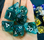 Ocean Moss Resin Dice Set - Unique Aquamarine 7pc Polyhedral Set