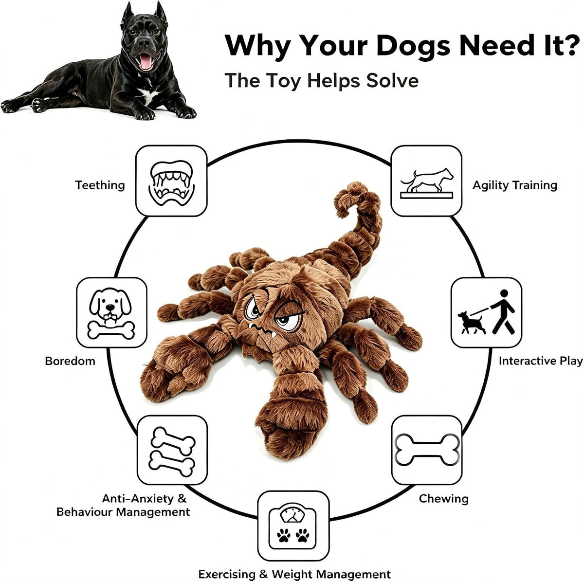 Squeaky Plush Dog Toy Interactive Chew Toys for Small Medium Dogs, Tough Crinkle Stuffed Animal Toys to Keep Them