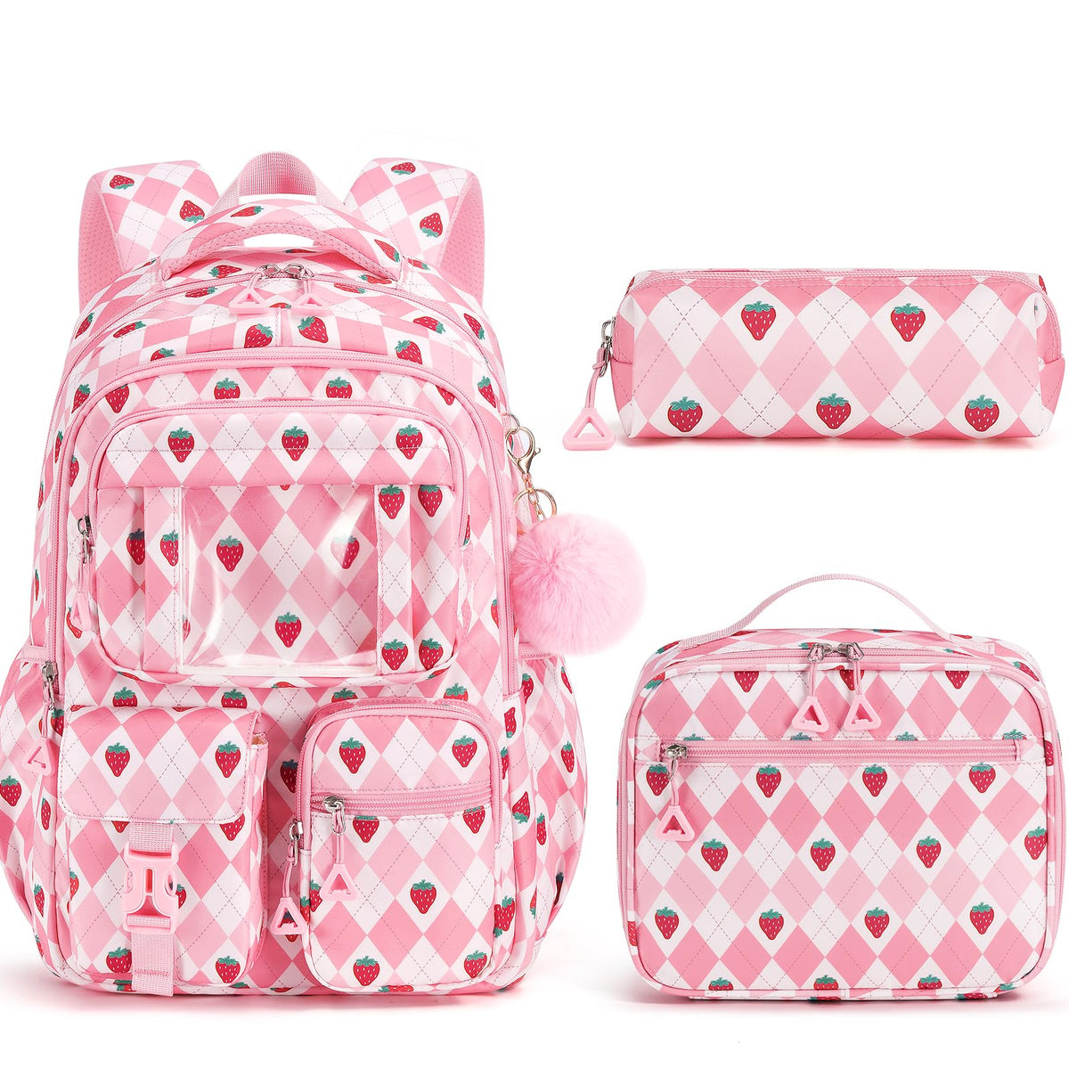 Kids Backpack for School Girls, Waterproof Backpack w/Lunch Box
