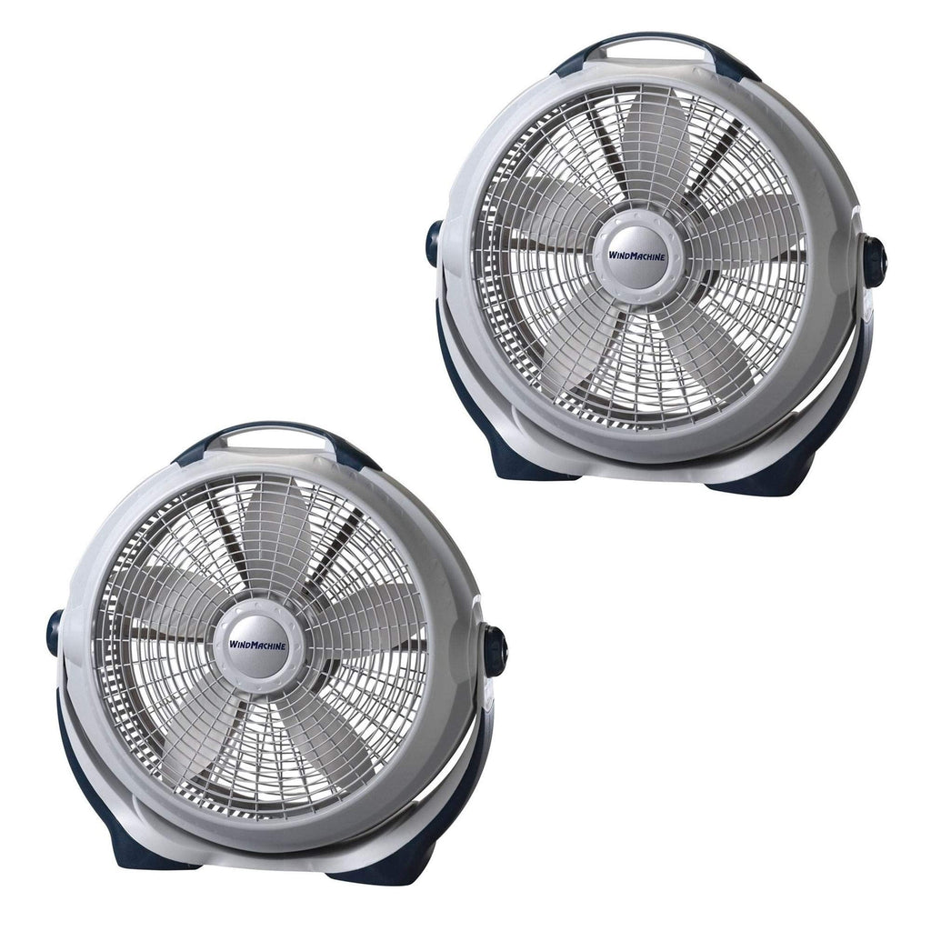 Wind Machine 3300 20 Inch 3 Speed Cooling Pivoting Head Floor Fan (2 Pack)