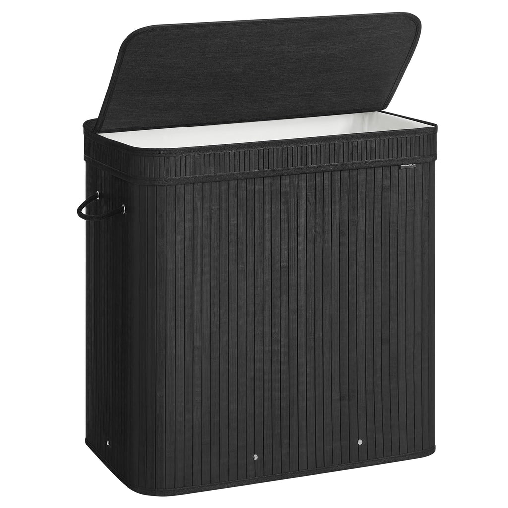 Bamboo Laundry Hamper with Lid, 39.6-Gallons, with Handles