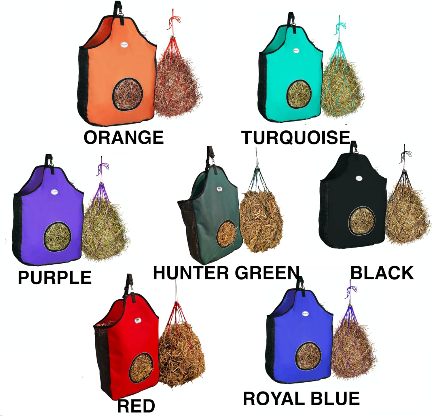 1200 D Hay Feeder Tote Bag for Horses, Sheep with Reflective Trim- Reduces Waste - Comes with 36” Hay Net. (Turquoise)
