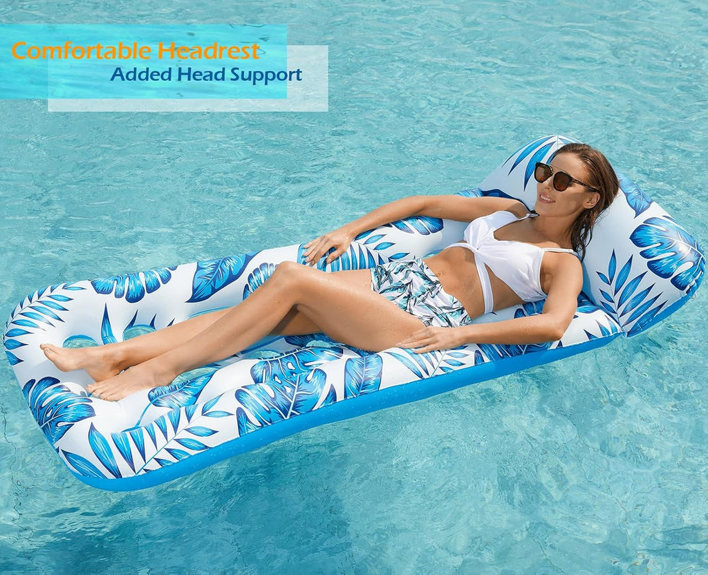 Inflatable Pool Float Lounge - Floaties Rafts for Adults Floating Lounger Sun Tanning Floats Cool Water Floaty