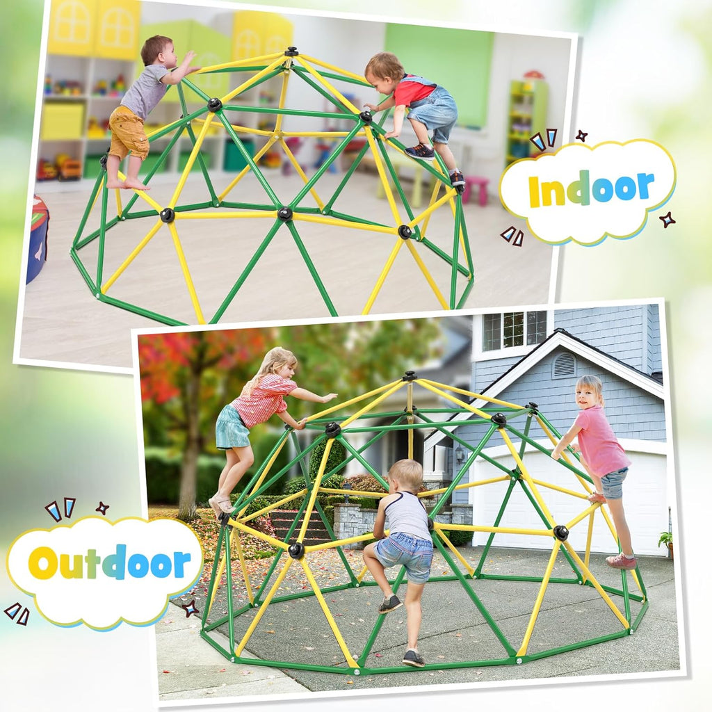 Climbing Dome with Hammock and Swing, 10FT Backyard Jungle Gym | 10FT dome with hammock and swing creates climbing