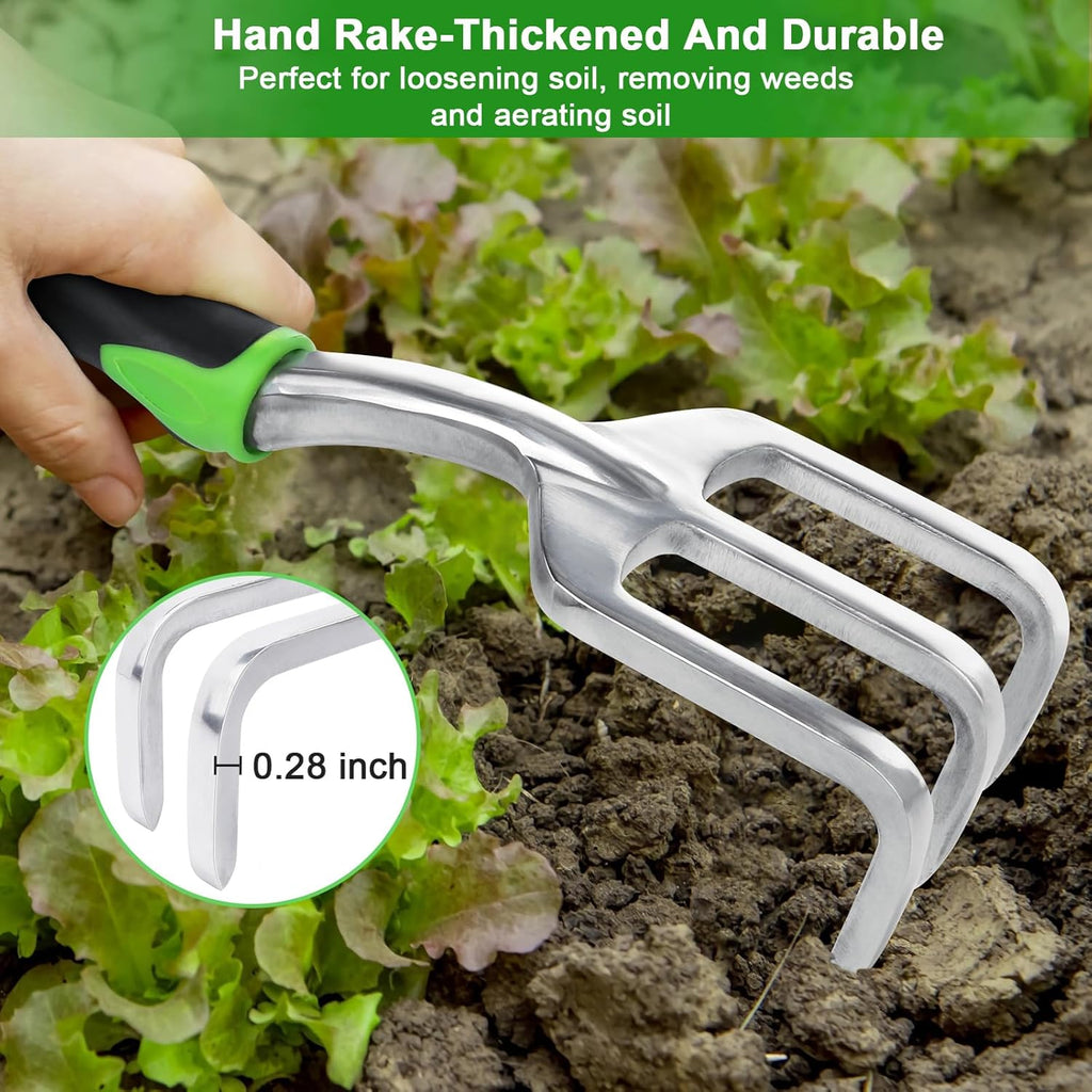 Garden Tools Set, 3 Pack Heavy Duty Gardening Tools Set Include Garden Shovel, Transplant Trowel and Hand Rake with