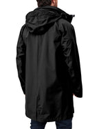 Men's Waterproof Long Rain Jacket Black XXL