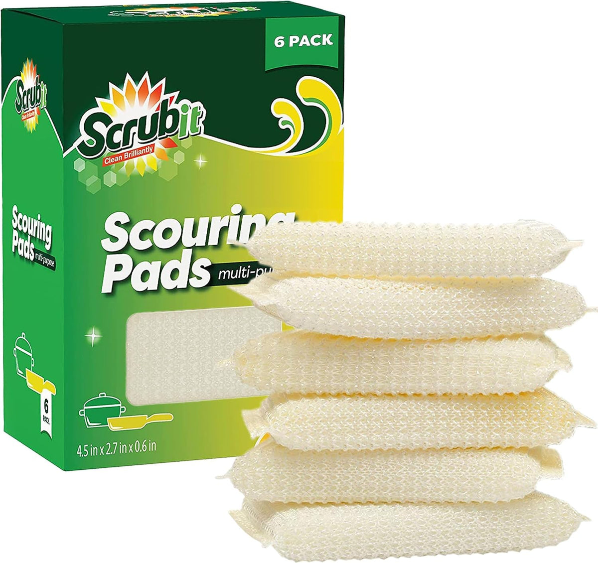Multi-Purpose Scouring Pad by Scrub-It - Non-Scratch Cleaning Dobie Pads for Pots, Pans, Dishes, Utensils & Non-Stick