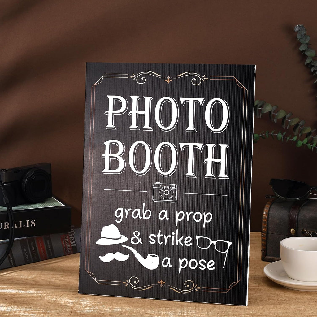 Happiness Photo Booth Sign with Stand Retro Party Photo Frame Props