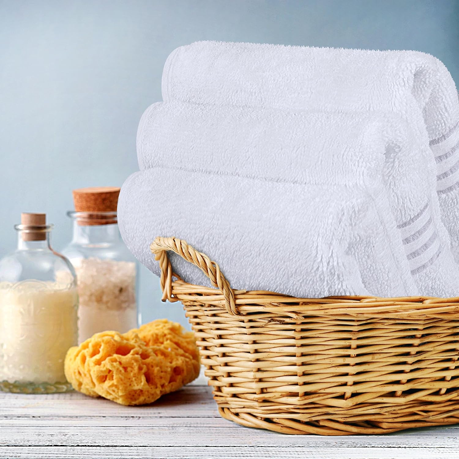 12 Pack Premium Wash Cloths, 12x12 in, 100% Cotton, White | Highly Absorbent Soft Feel Lightweight Washcloths