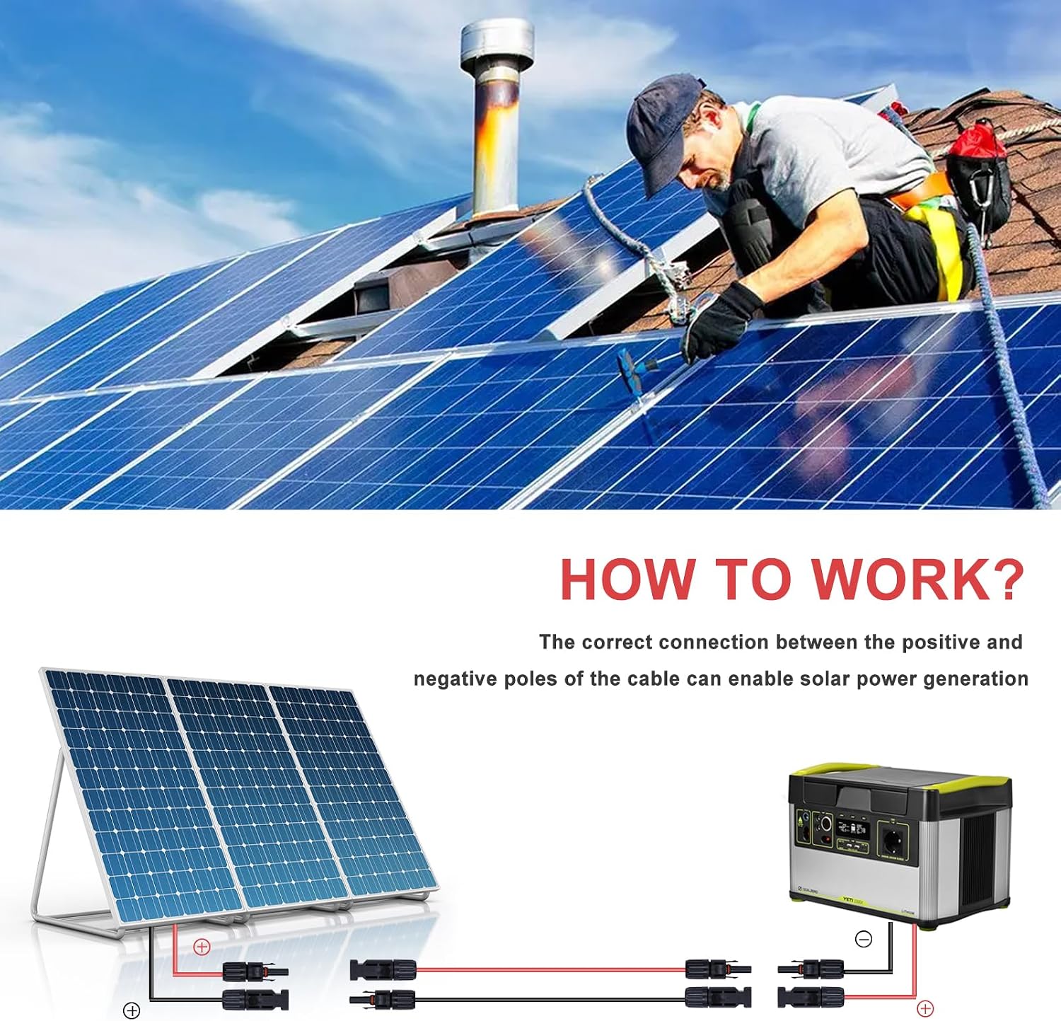 Twin Wire 100FT Solar Extension Cable - 10AWG(6mm²) Solar Panel Connector, with 6 Pairs-IP67-Male/Female Solar