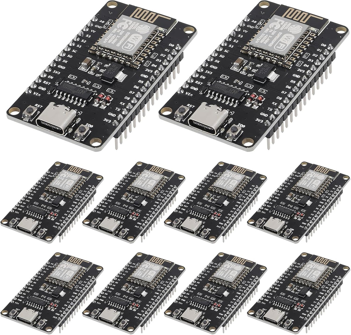 AITRIP 10PCS Type-C USB ESP8266 Serial Wireless Module CH340 ESP-12E NodeMCU LUA WiFi V3 Internet Development Board Compatible with Arduino IDE, Micropython