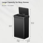 13.2 Gallon Touchless Motion Sensor Kitchen Trash Can, Matte Black